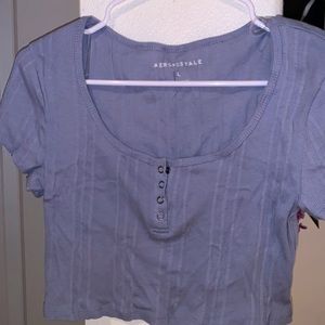 blue o-neck crop top